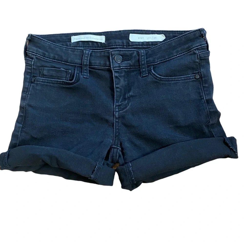 Anthropologie Pilcro & The Letterpress Black Denim Shorts 6” Inseam Women’s 26